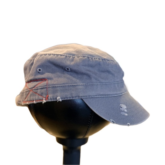 Stylish Distressed Style Gray Cap with Red Stitching - Picture 5 of 8
